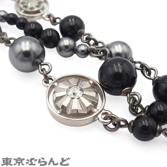シャネル CHANEL ブレスレット シルバーxブラック メタル コスチューム 