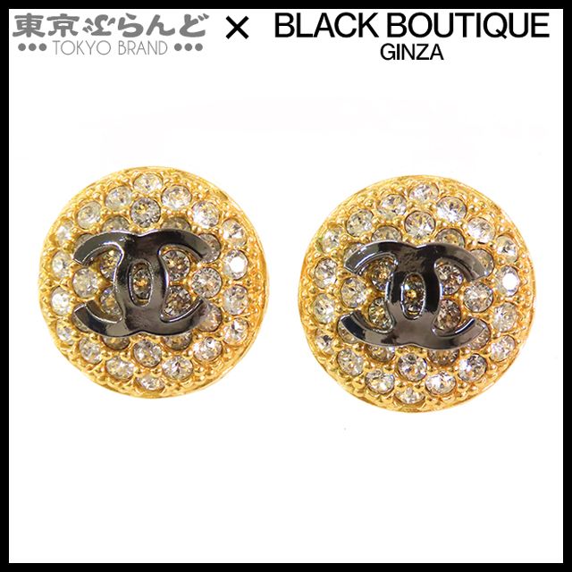 シャネル CHANEL ココマーク ピアス ゴールド メタル ラインストーン ラウンド A20A GP イヤリング レディース 001014003