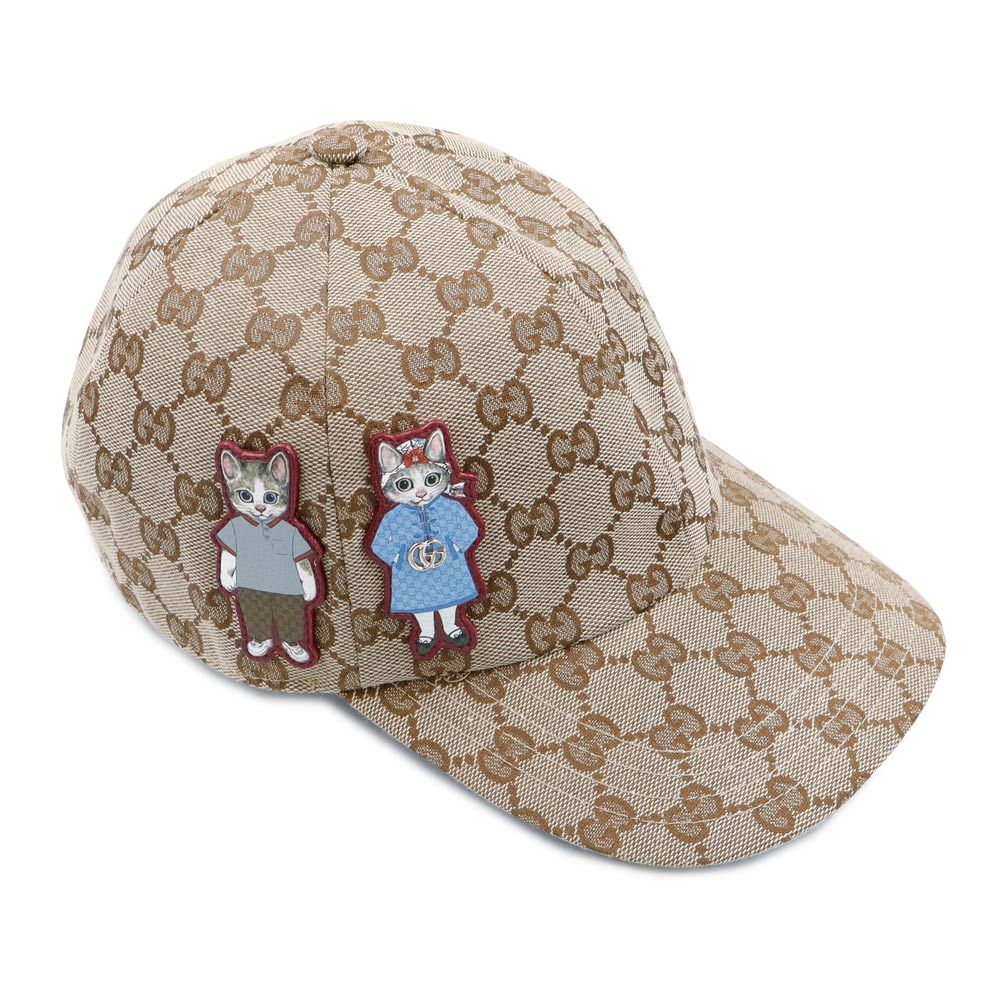 グッチ 847862 ヒグチユウコ Mサイズ 57CM コラボ 猫 キャット GGスプリームキャンバス ベージュ ブラウン スカイブルー キャップ シルバー金具 GUCCI（新品・未使用品）