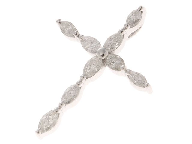 JEWELRY　貴金属・宝石　ダイヤモンド　ペンダントトップ　クロス　K18WG　ホワイトゴールド　2.5g　D1.05ct　2148600012899　【200】
