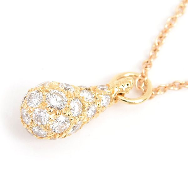 ティファニー ネックレス レディース ティアドロップ ダイヤ ペンダント エルサペレッティ イエローゴールド 750YG TIFFANY 中古