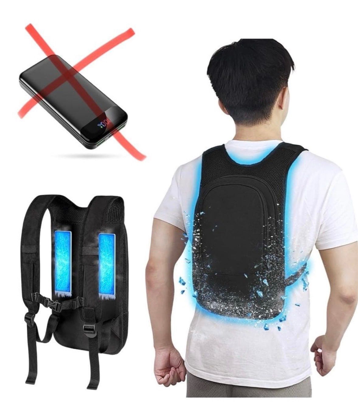 モバイルバッテリー無し＊ペルチェベスト 冷却ベスト 超大冷却面&2つ