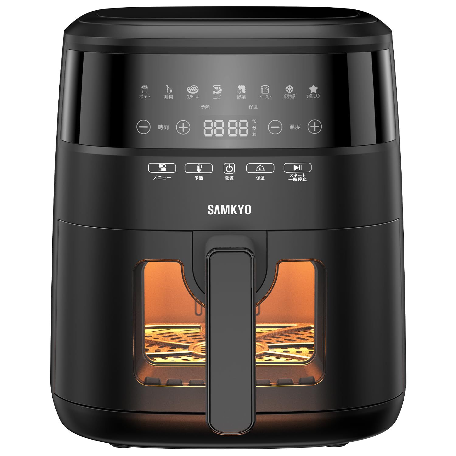 ☆新品☆ノンフライヤー 4.2L 可視窓 大容量 1-4人用 エアフライヤー タッチパネル 日本語レシピ付き ノンフライヤー機 フライヤー 揚げ物 惣菜 SAMKYO F40 ブラック 048886d9