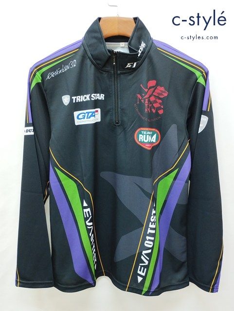 D238 [人気] TRICK STAR × EVANGELION Racing トリックスター×エヴァンゲリオンレーシング ピットシャツ M ブラック | ★