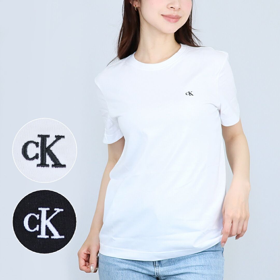 カルバンクラインジーンズ CALVIN KLEIN JEANS レディースTシャツ ロゴTシャツ 半袖 クルーネック 綿100％ コットン SS MONOGRAM CREW TEE LV047B224G UB1 BLACK