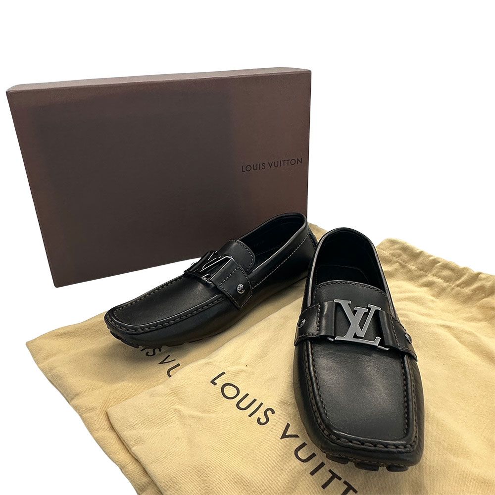 LOUIS VUITTON ブラックレザー ローファー25cm ルイ・ヴィトン LOUIS VUITTON 革靴 メンズ ブランド ローファー