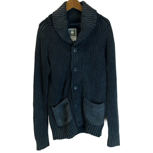 【中古】 G-STAR RAW カーディガン ニットアウター ショールカラー シングルボタン ローゲージ 無地 古着 /1584
