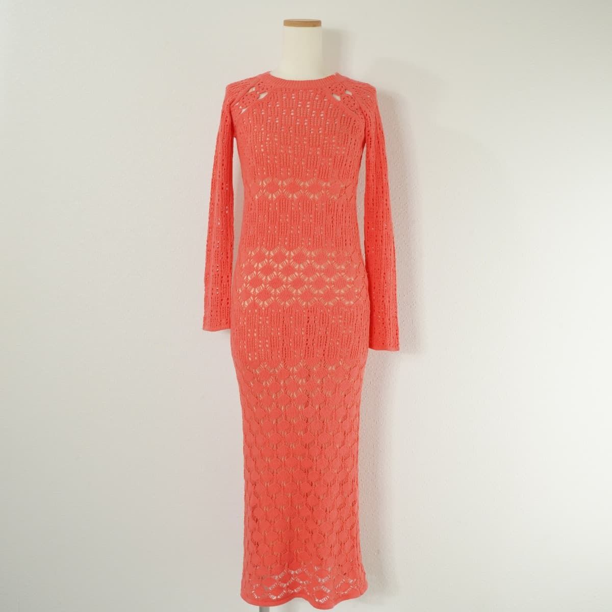 未使用 AMERI アメリ CROCHET RAGLAN LONG DRESS クロシェ ラグラン ロング ドレス ワンピース ニット 長袖