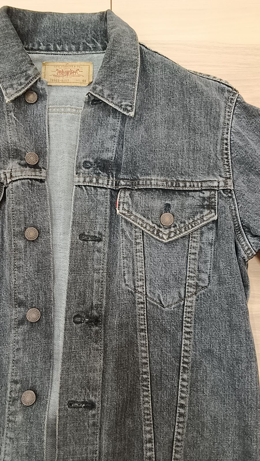 90s Levi's リーバイス 先染めブラック デニムトラッカージャケット G