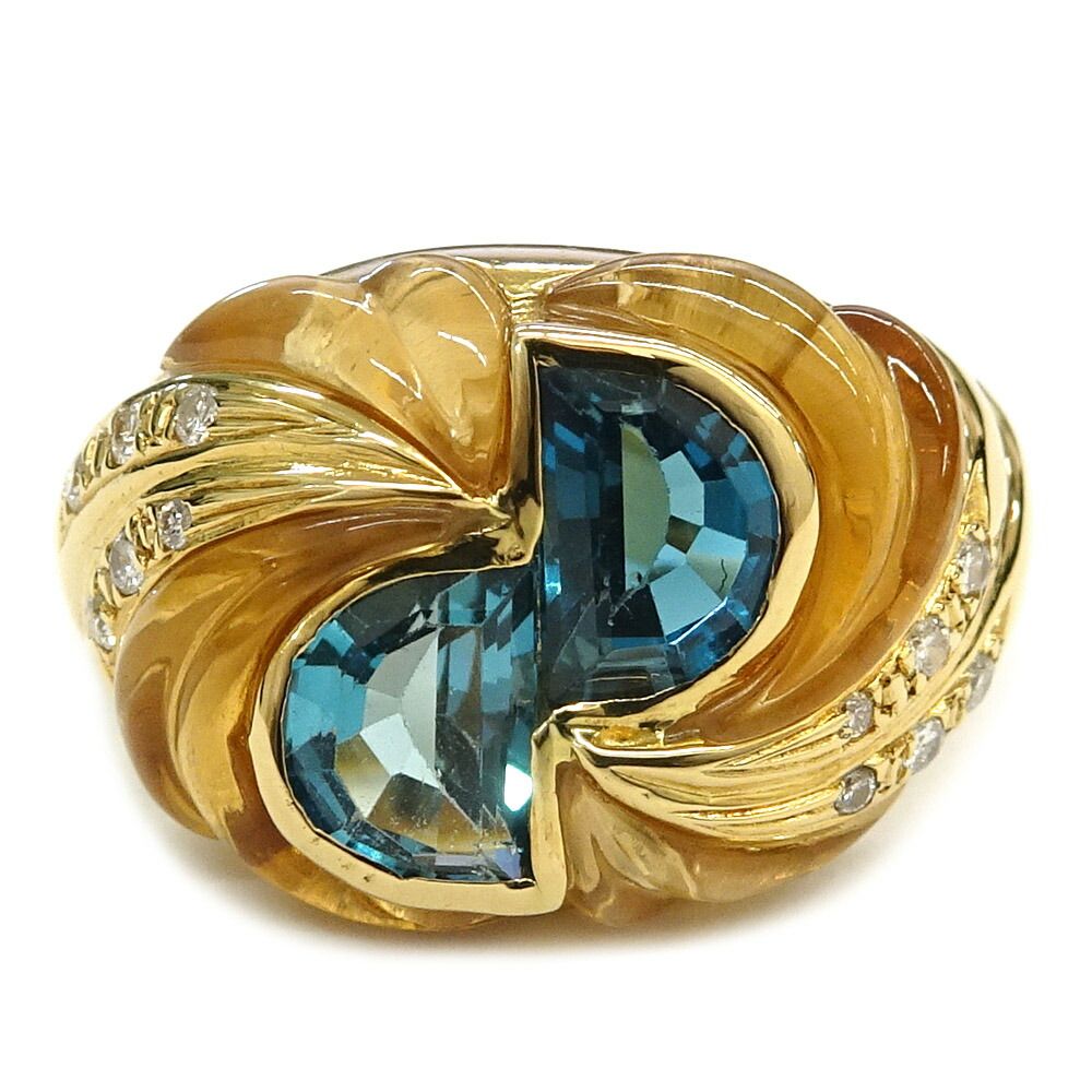 【栄】ジュエリー リング ブルートパーズ 2.12ct ダイヤモンド 0.10ct オレンジ石 #11 K18YG レディース 小物 その他