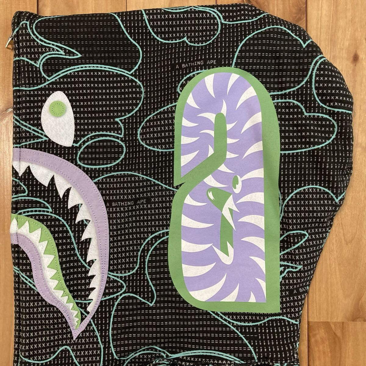 ☆蓄光☆ XL TEXT CODE CAMO SHARK FULL ZIP HOODIE a bathing ape
