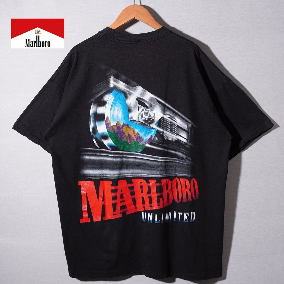 デッドストック】 90s USA製 マルボロ トレイン Tシャツ XL ブラック 