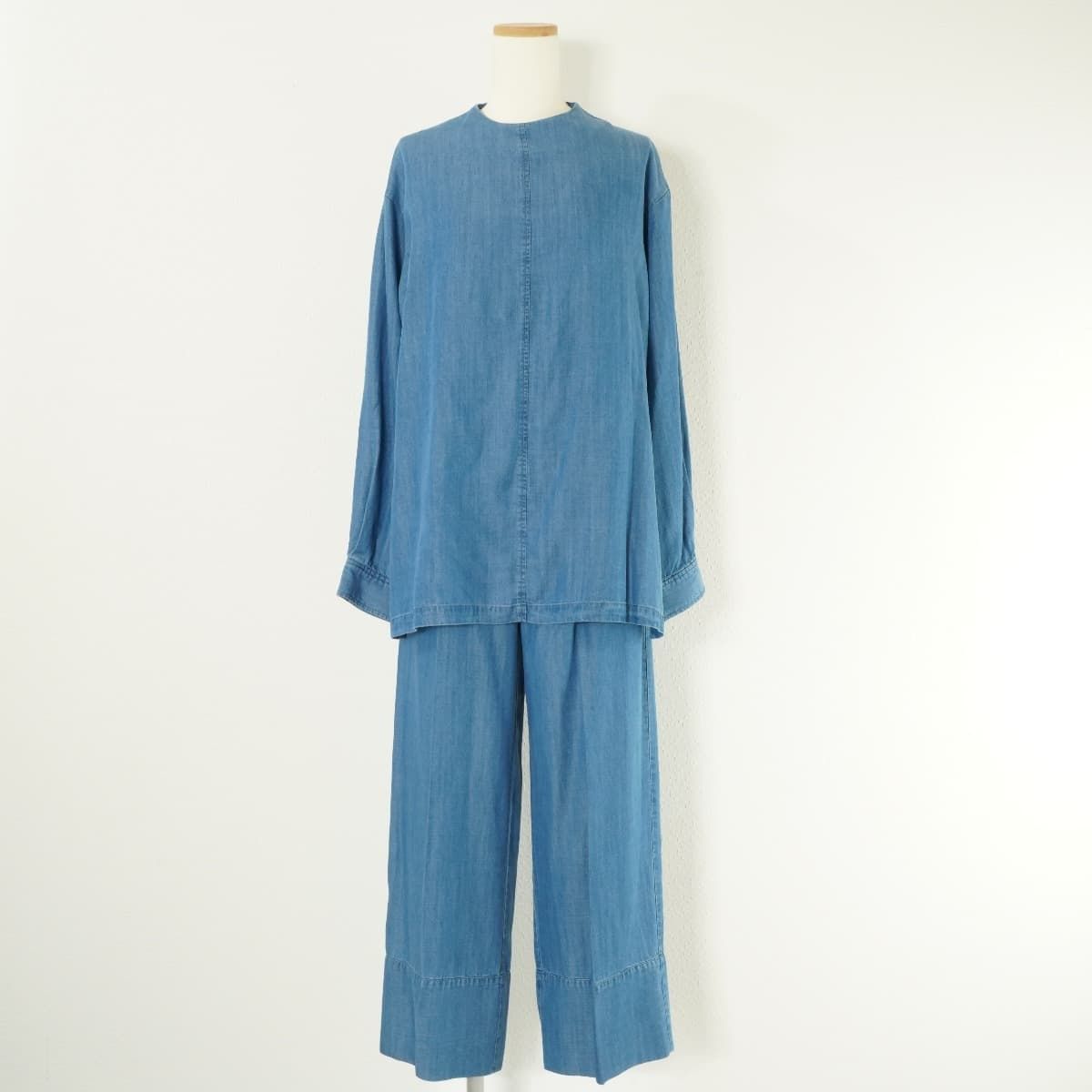 AMERI アメリ DENIM USEFUL SET UP デニム ユースフル セットアップ ワイドパンツ トップス ブラウス 長袖