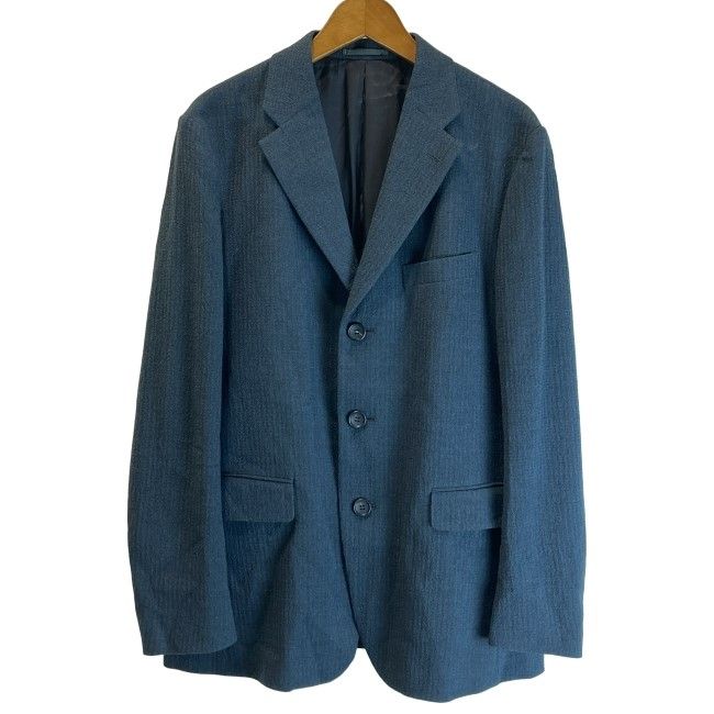 【中古】　ISSEY MIYAKE MEN　テーラードジャケット　ウールジャケット　ストライプ　シングルボタン　シアサッカー　日本製　ドメスティック　古着　/1156