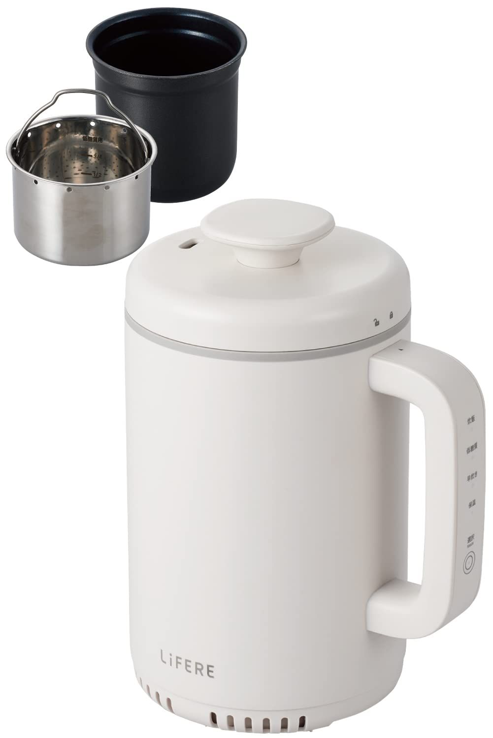 エレコム IH炊飯器 小型 1合炊き コンパクト設計 低糖質モード 一合厚釜採用 ひとり暮らし用 ケトルサイズ LiFERE ホワイト HAC-RCIH01WH [ホワイト] [(1) 単品]