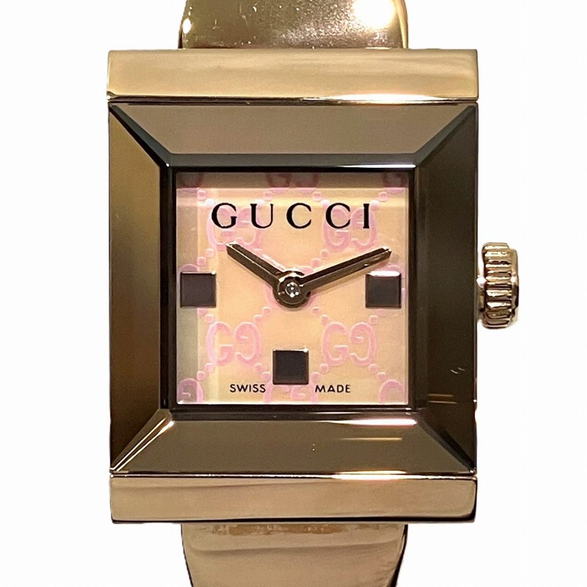 グッチ GUCCI Gフレーム 腕時計 総重量約28g SS クオーツ ピンク文字盤