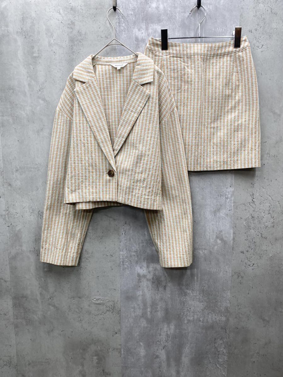 MOUSSY マウジー SPRING ジャケット ミニスカート セットアップ綺麗め オフィスカジュアル 通勤 sizeF/1/柄オレンジ ■◇ レディース
