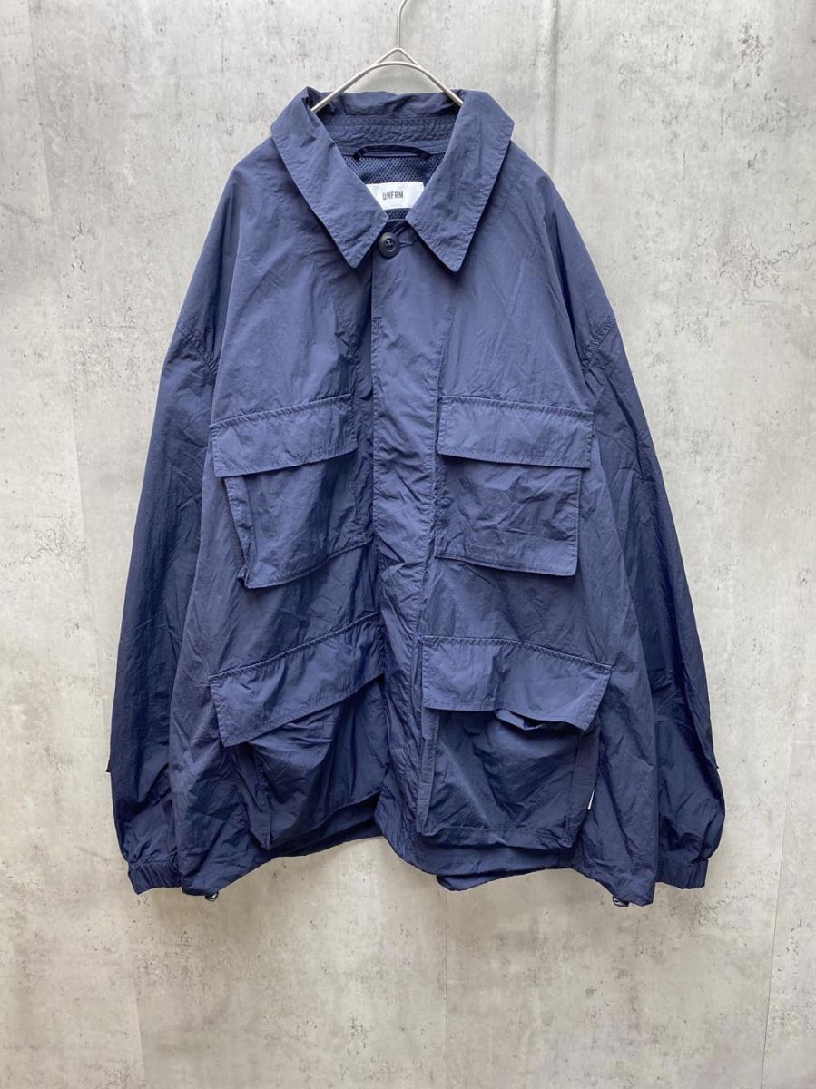 美品 UNFRM OUTDOOR STANDARD ユニフォームアウトドアスタンダード ナイロン 4ポケット 比翼仕立て 裾ドロ ジャケット sizeXL/ネイビー ■◇◎メンズ