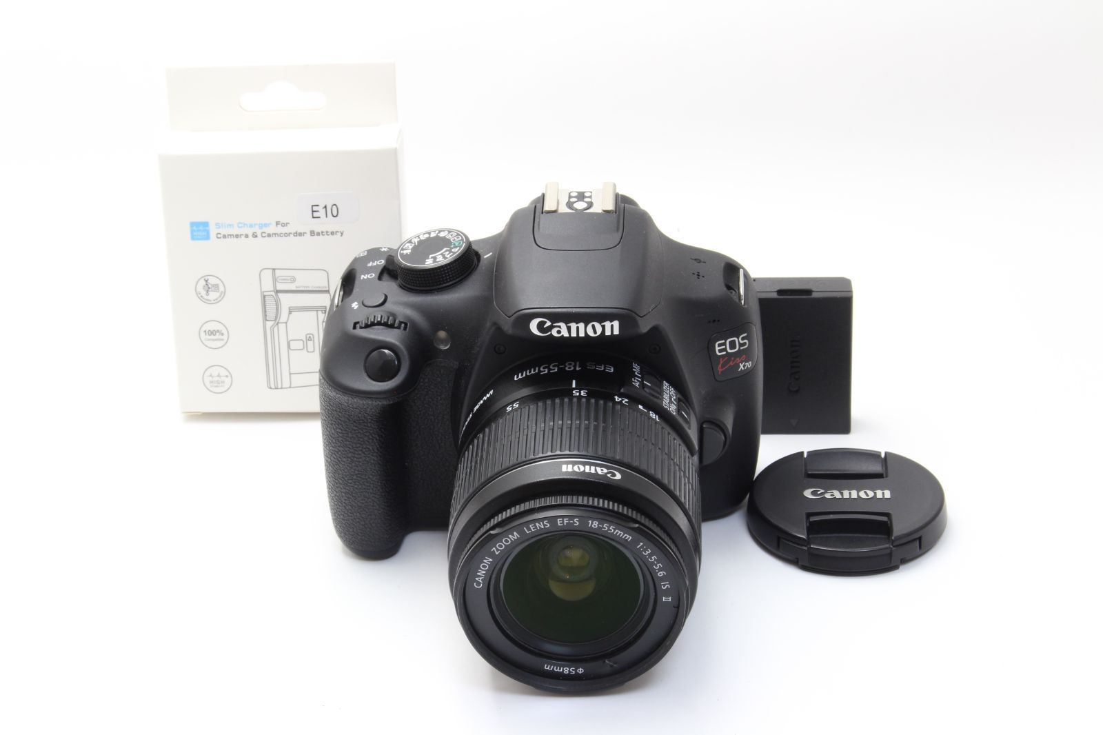 A (美品) Canon キヤノン EOS Kiss X70 EF-S 18-55mm IS II おまけレンズ ショット数6541回 初期不良返品無料 4-114