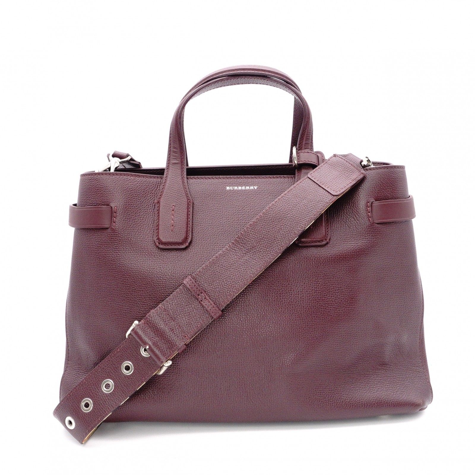 BURBERRY バーバリー バナー ハンドバッグ レザー マルーン(赤系) 2way クロスボディ