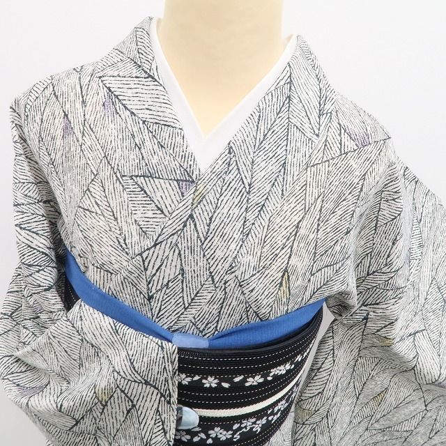 ❁tomihisa❁新品 単衣 白山工房 モノトーン 夏着物 正絹“時を超え歴史