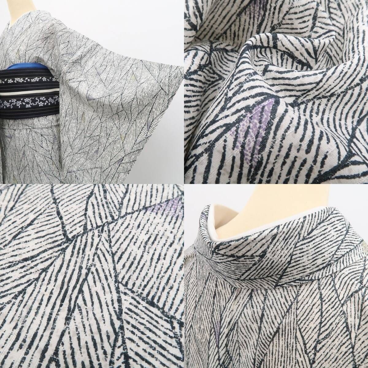 ❁tomihisa❁新品 単衣 白山工房 モノトーン 夏着物 正絹“時を超え歴史