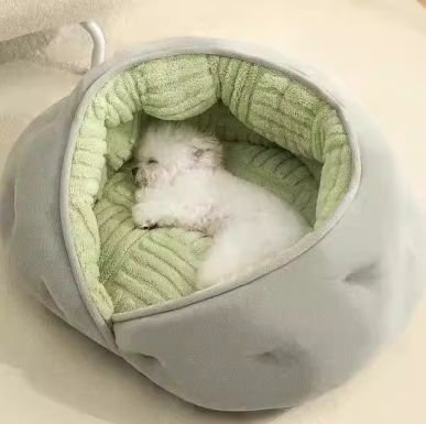 新品未使用 ペットベッド ペットハウス ペット ベッド ドーム型 テント型 犬 猫 冬 冬用 保温 あったか 洗える クッション付き 滑り止め 床暖房対応 四季通用 おしゃれ 室内 小型犬 中型犬用ペットハウス ドーム型 グレーグリーン