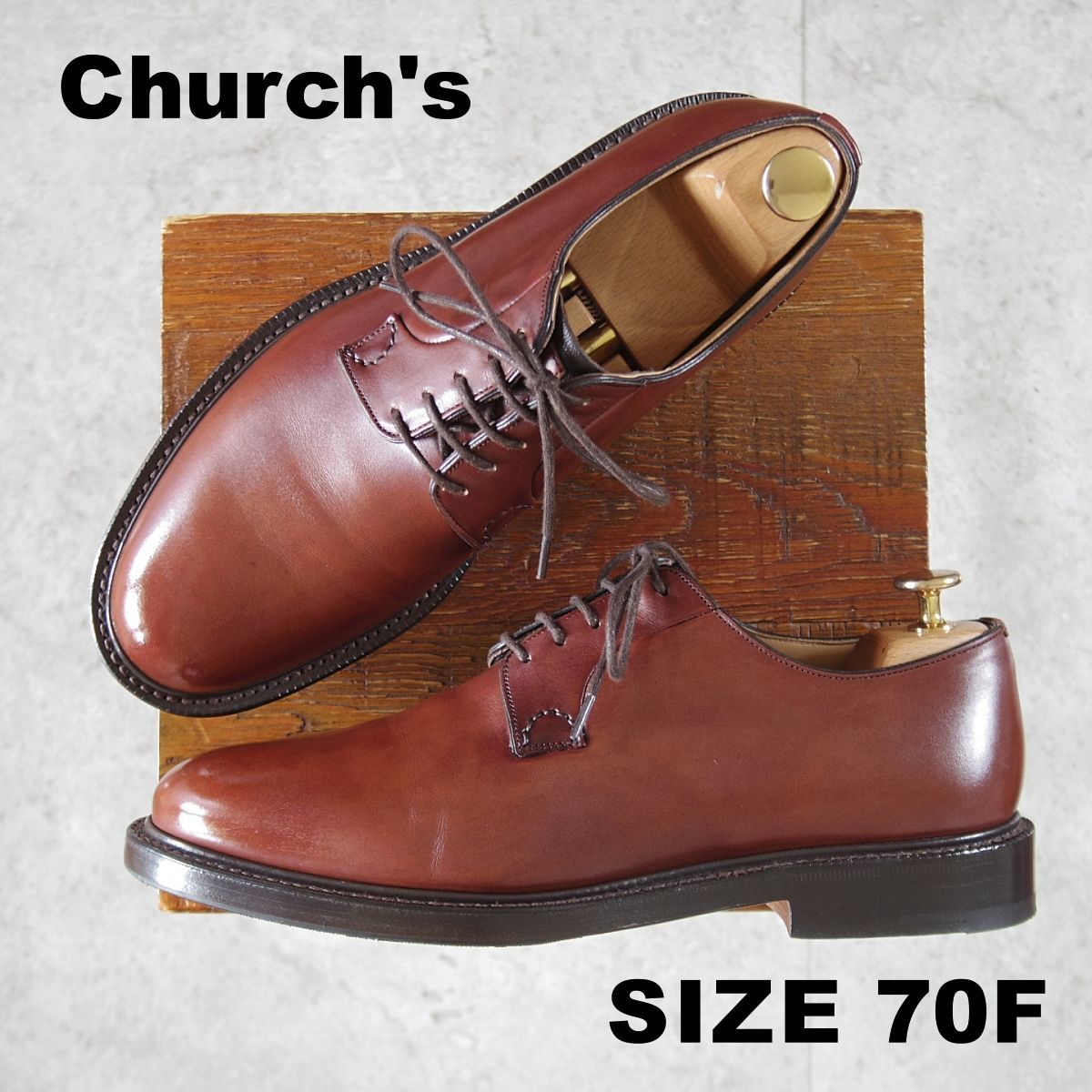 極美品★チャーチ 70F/UK7【定価￥209,000-★SHANNON/シャノン】103ラスト/プレーントゥ/ブリーチドカーフ/バーント/茶/Church's★o840