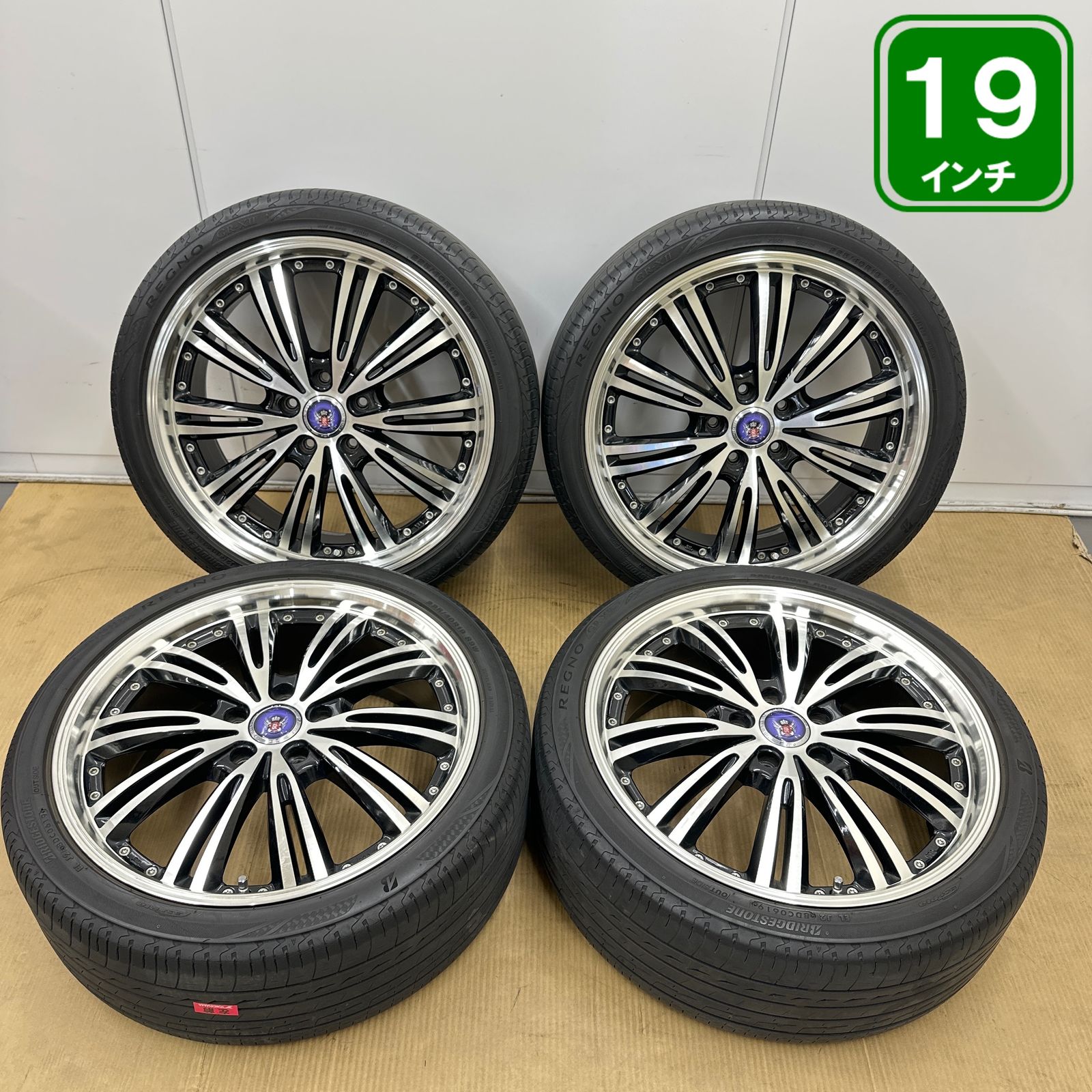 5穴 114.3 19インチ 7.5J +55 KYOHO STEINER WX5 225/40R19 BRIDGESTONE REGNO GR-XII タイヤホイール4本セット