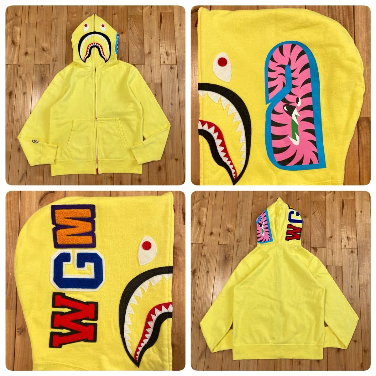 2010年 ネオン シャーク パーカー Mサイズ NEON shark full zip hoodie a bathing ape BAPE エイプ ベイプ アベイシングエイプ NIGO yi2
