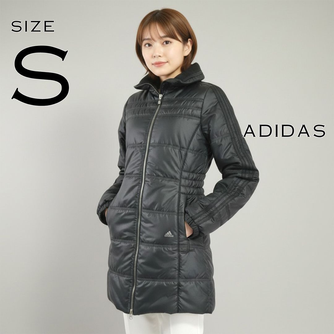 美品】adidasアディダス ウエストシェイプ Aライン キルティング 中綿 
