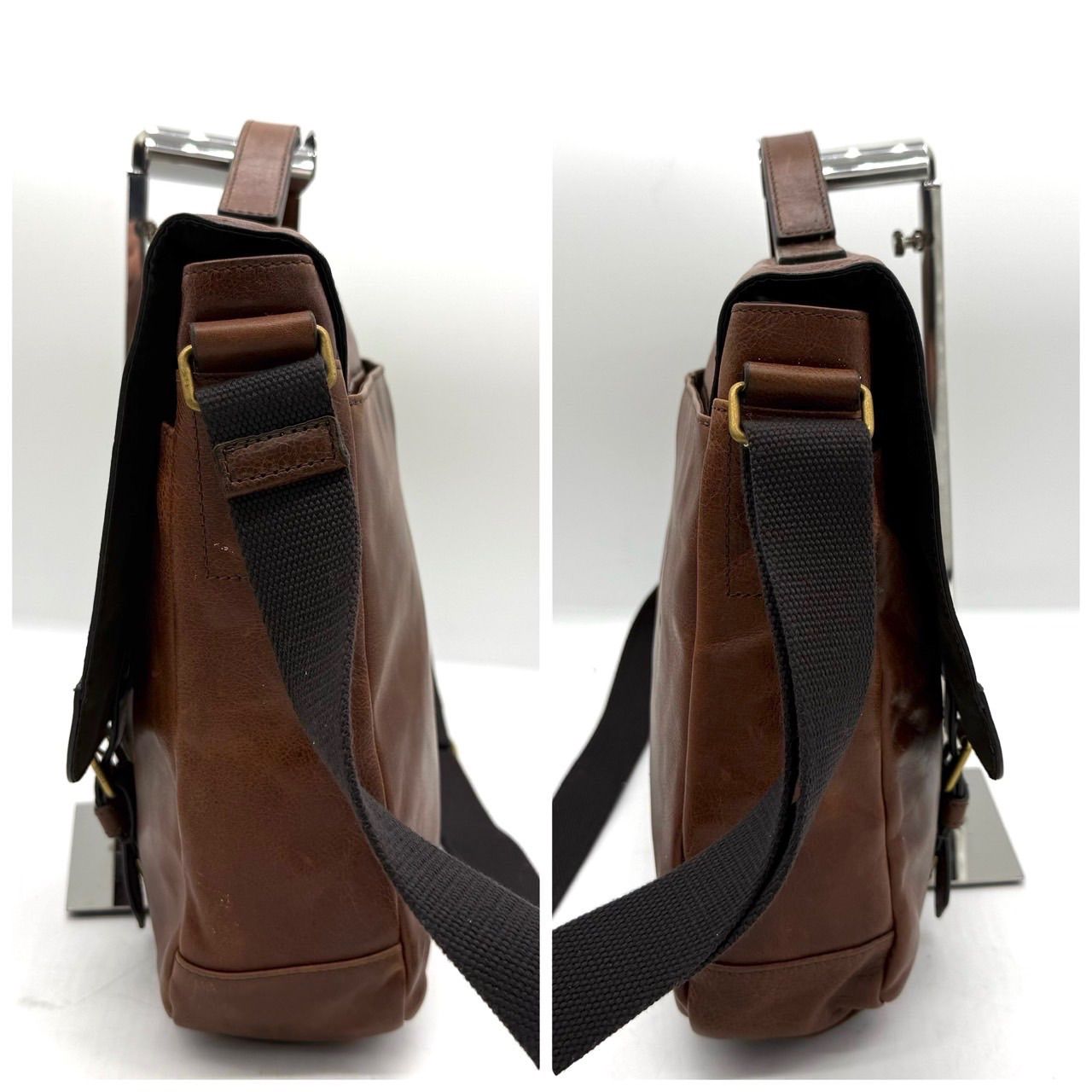 FOSSIL フォッシル 2WAY ブリーフケース ショルダーバッグ レザー 茶 