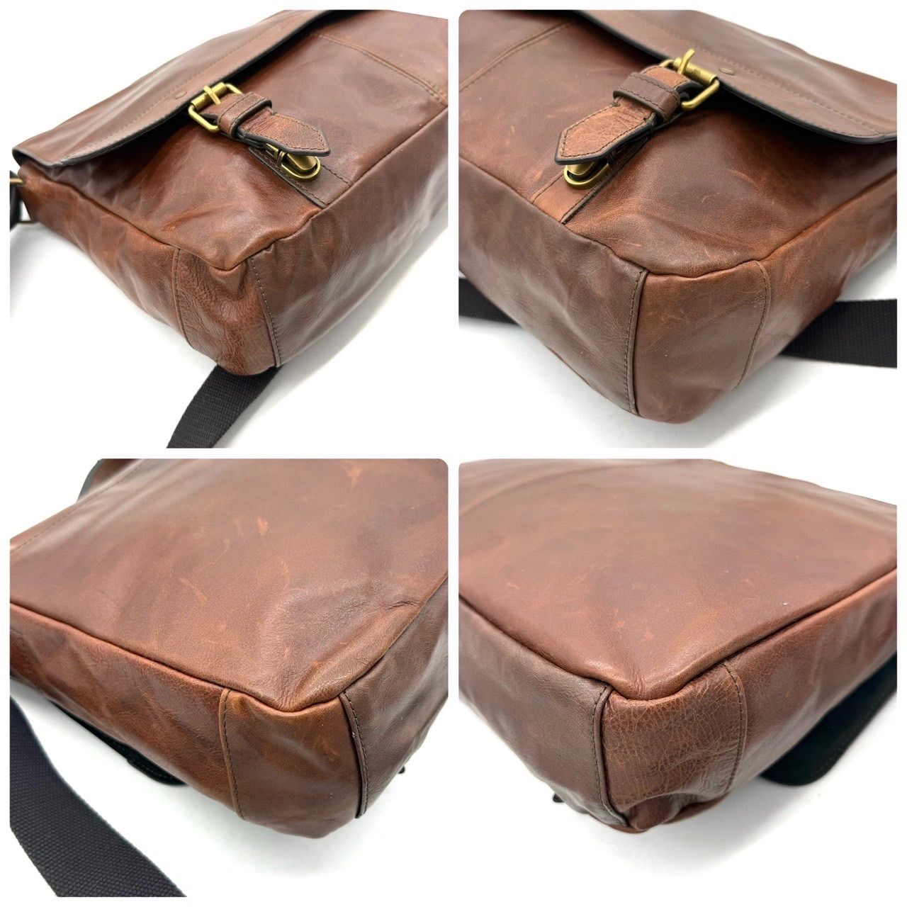 FOSSIL フォッシル 2WAY ブリーフケース ショルダーバッグ レザー 茶 