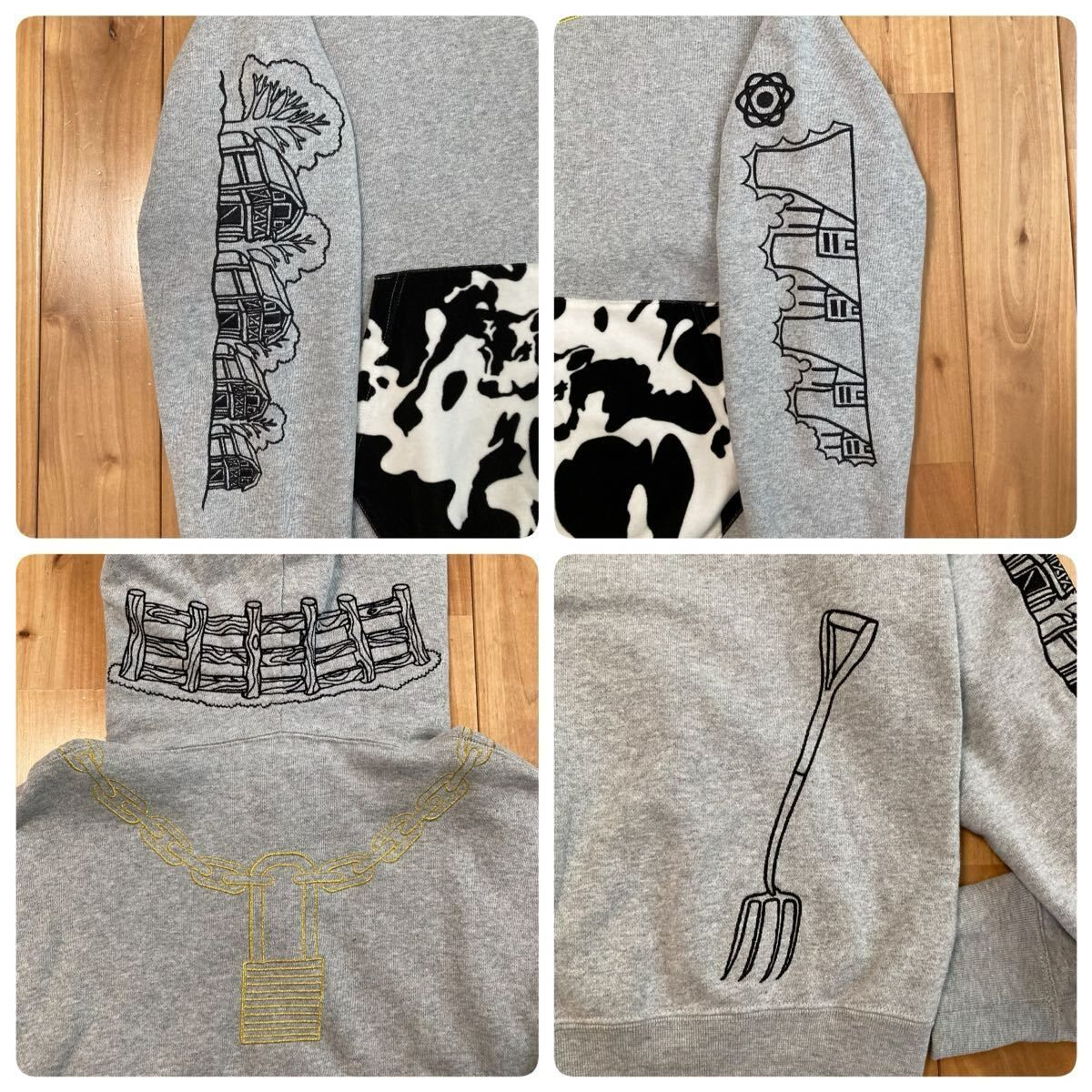 ホルスタイン パーカー Sサイズ グレー Holstein full zip hoodie a 