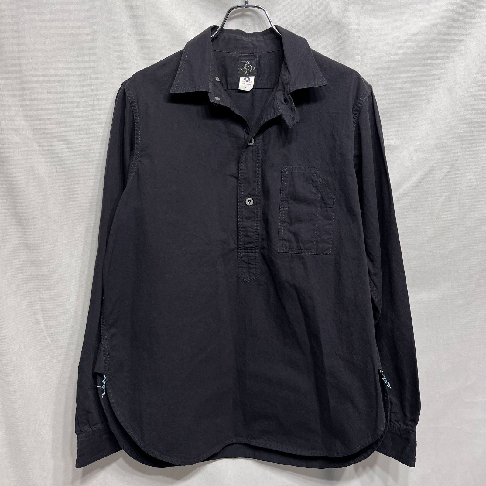 POST O'ALLS OVERALLS ポストオーバーオールズ ● 1201-CT1 No.1 Shirt cotton twill black ドーナツボタンプルオーバーシャツ