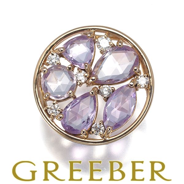 アメジスト 2.40ct ダイヤ ダイヤモンド 0.18ct ローズカット ペンダントトップ K18PG #194058