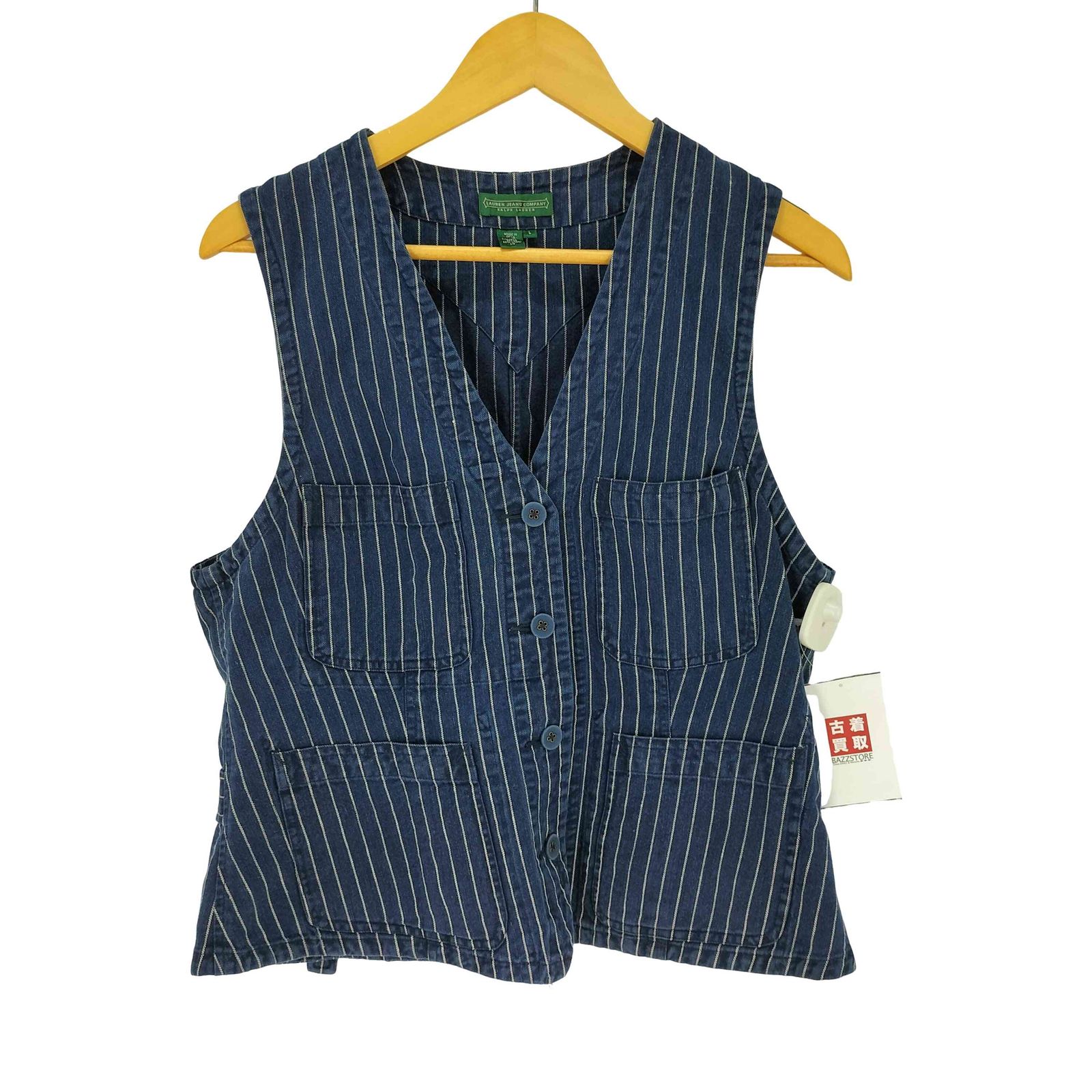 ローレンラルフローレン LAUREN RALPH LAUREN リネン混 デニムストライプベスト レディース import：L