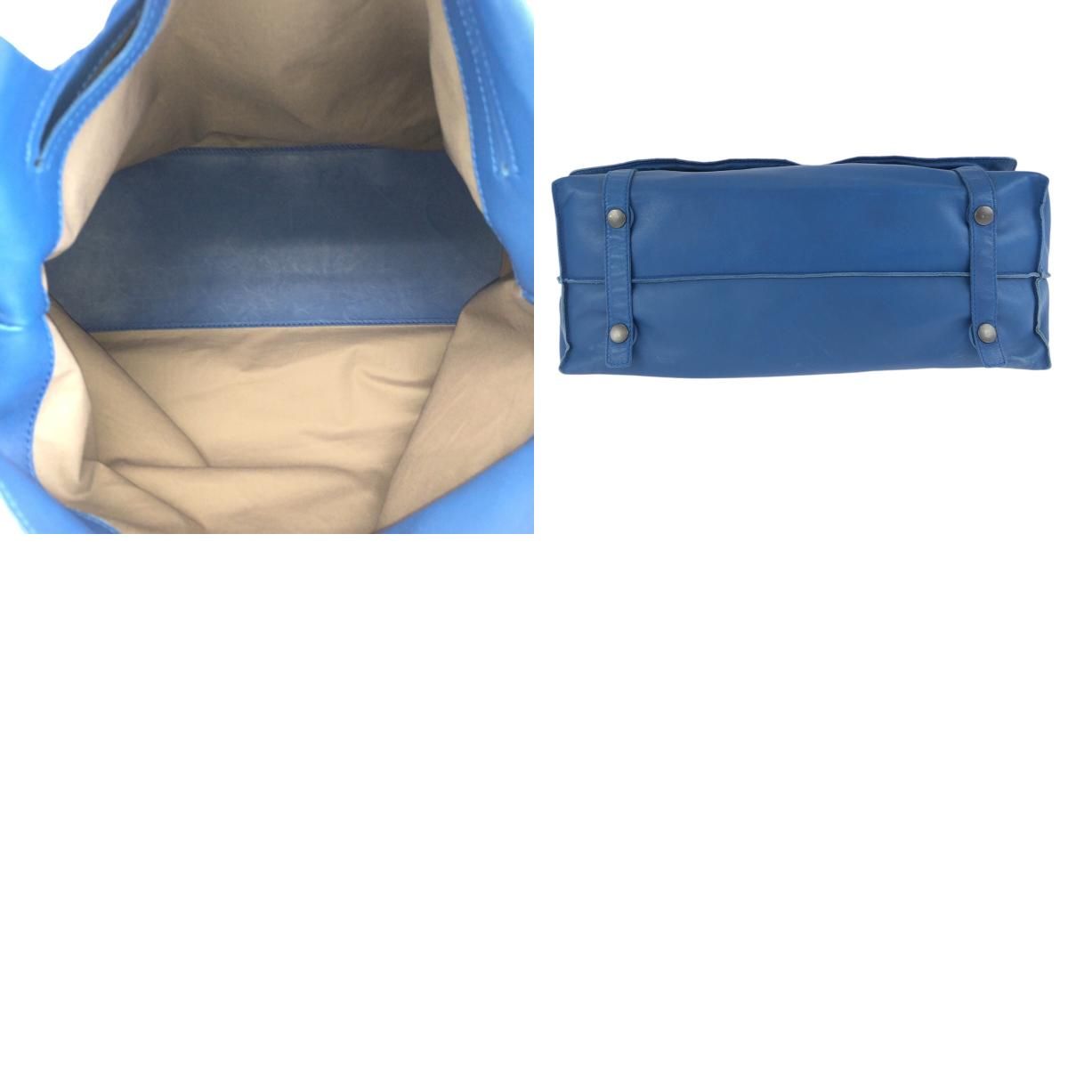 美品 BOTTEGAVENETA ボッテガヴェネタ イントレチャート ブルー レザー 
