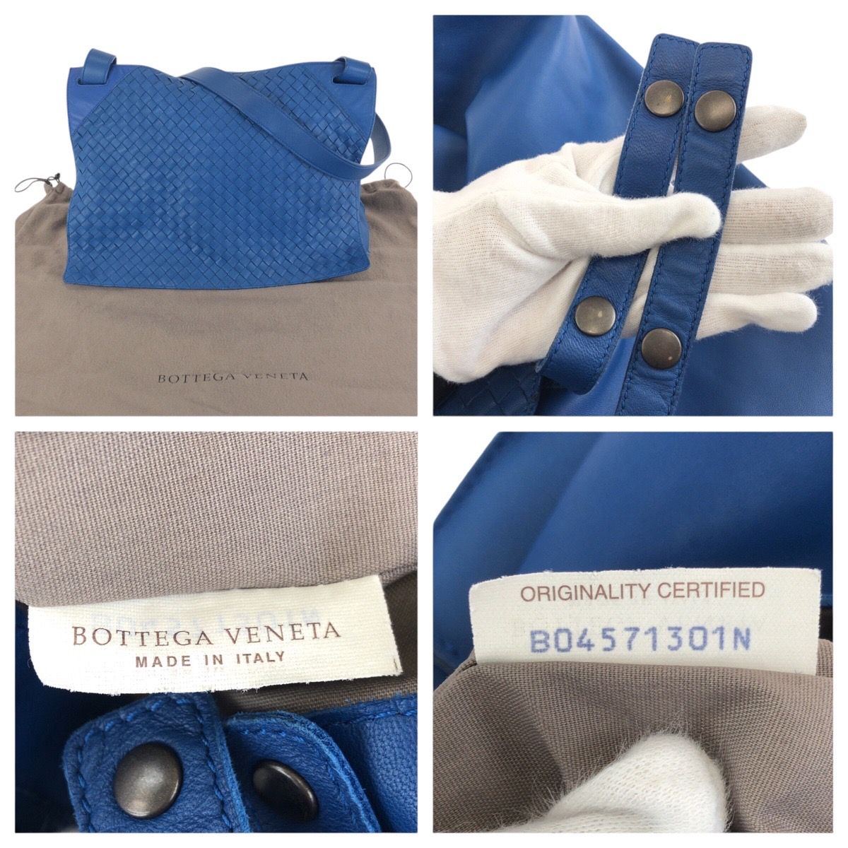 美品 BOTTEGAVENETA ボッテガヴェネタ イントレチャート ブルー レザー 