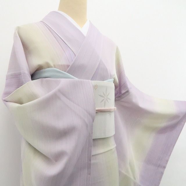 ❁tomihisa❁新品 夏単衣 想屋 やまと扱い 証紙付“縞を紡いで絣を