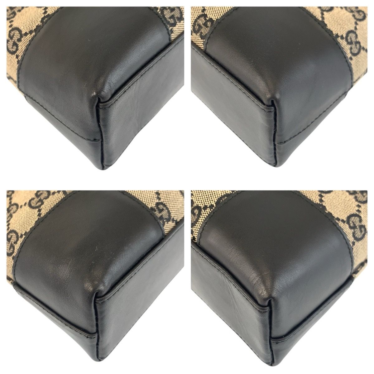 美品 GUCCI グッチ ブラック 黒 ゴールド金具 GGキャンバス/レザー 001 