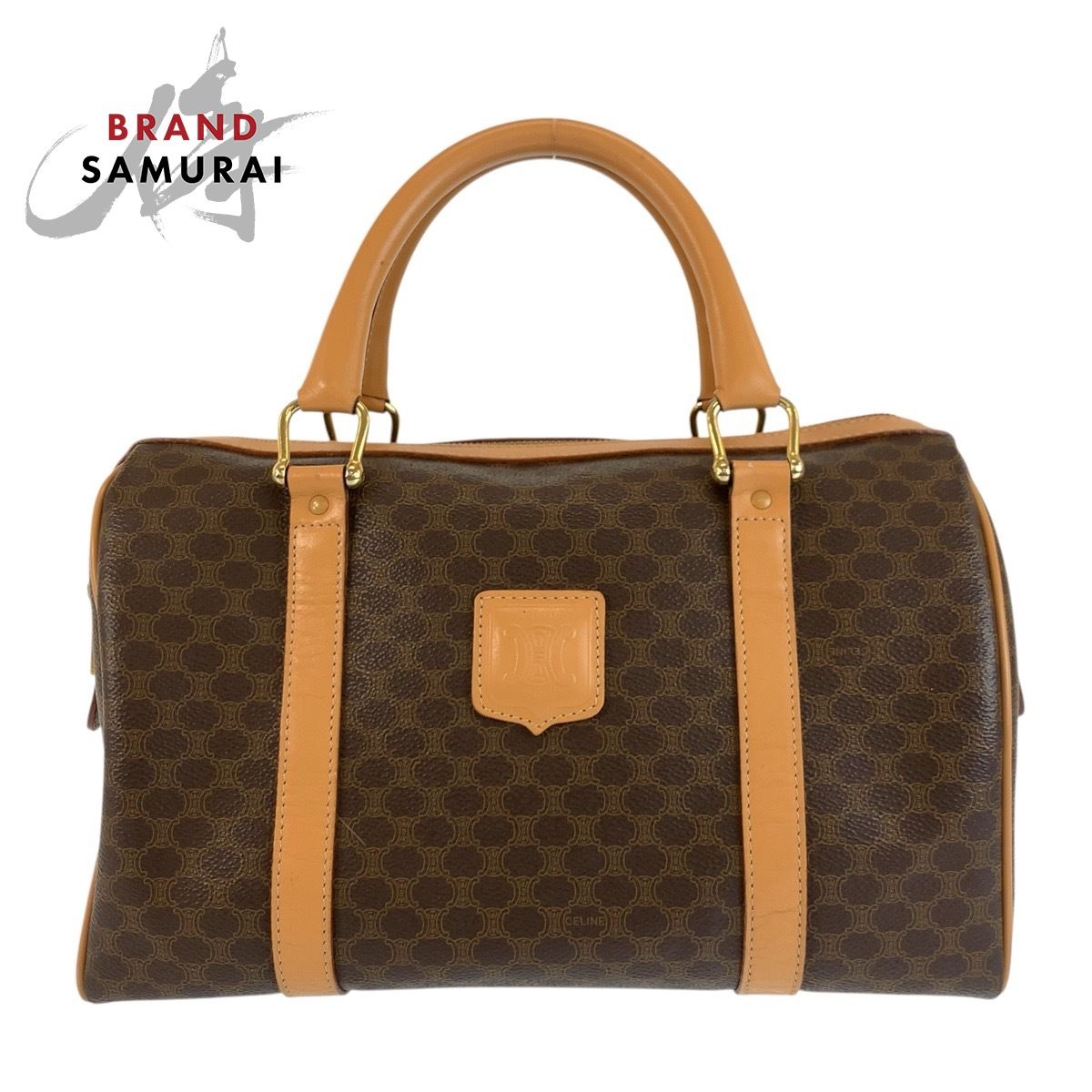セリーヌ CELINE PVC レザー ビジネスバッグ マカダム ブラウン 美品 CELINE セリーヌ ヴィンテージ マカダム ブラウン ゴールド金具
