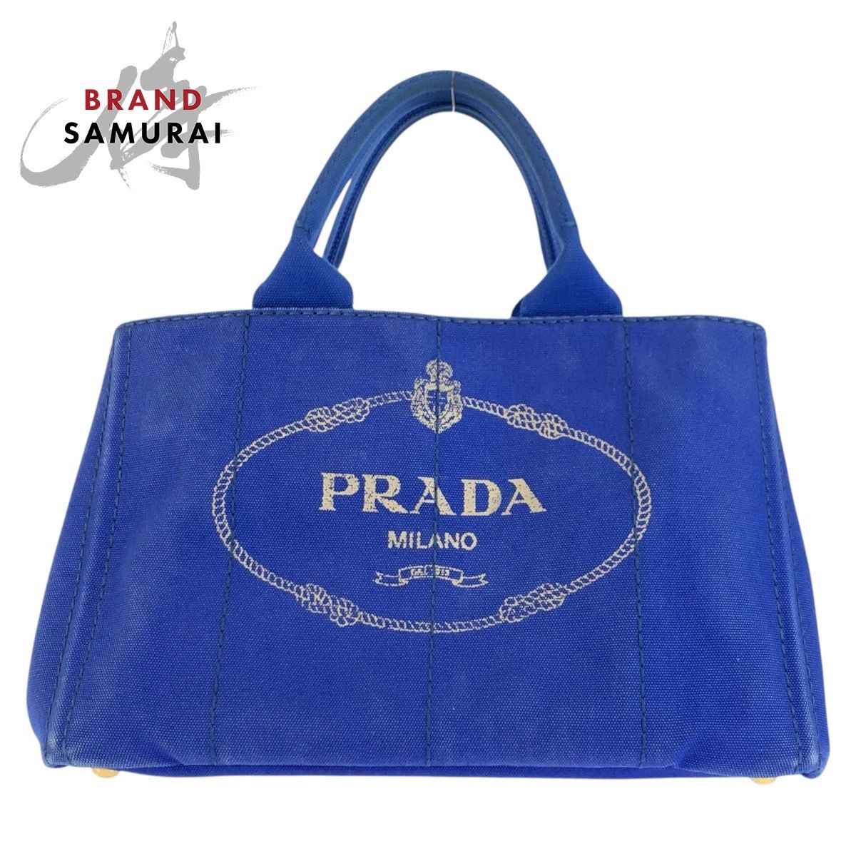 PRADA プラダ カナパトート 三角ロゴプレート ブルー キャンバス