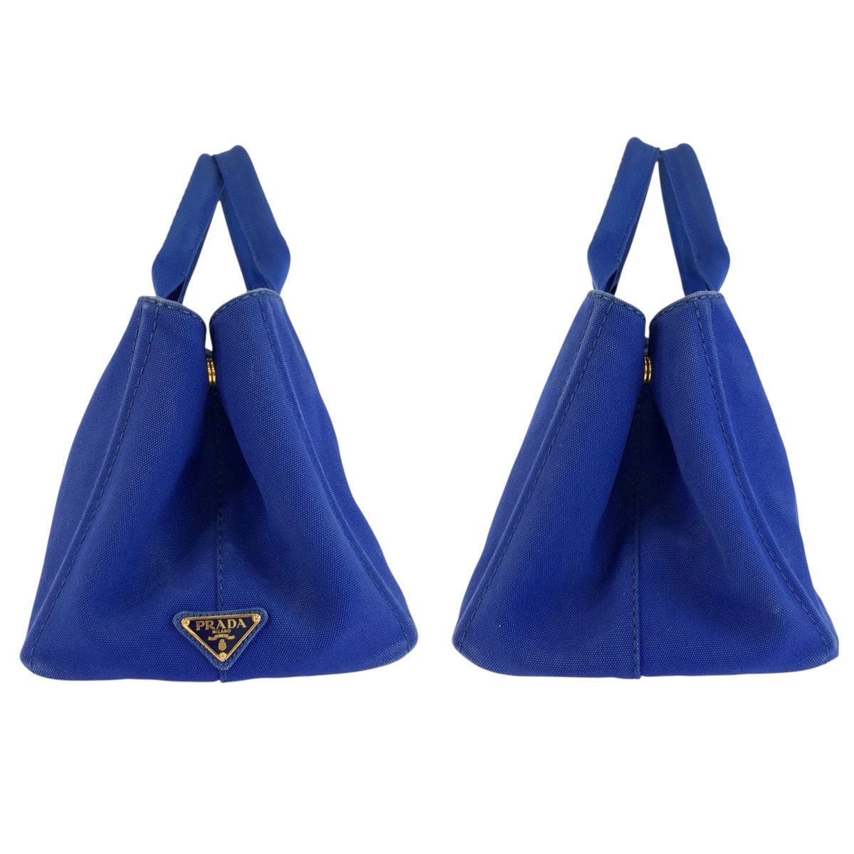 PRADA プラダ カナパトート 三角ロゴプレート ブルー キャンバス
