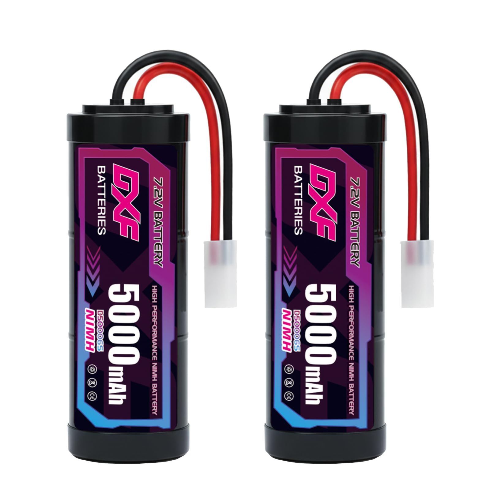 【特価セール】DXF ラジコン バッテリー 7.2V 5000mAh 大容量 ニッケル水素 2個セット タミヤコネクター対応 Ni-MH 6セル RCカー レーシングカー オフロードバギー オンロードカー 1/10 1/8 ボート トラック 航空機用 充電式
