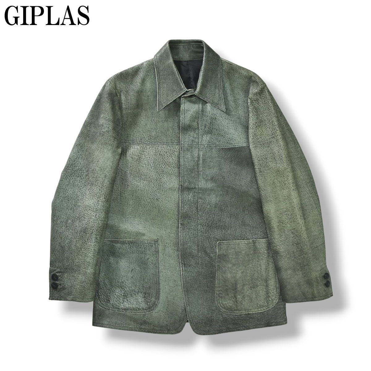 ギプラス GIPLAS メンズ ティノラス MEN’S TENORAS ピッグスキン リアルレザー 比翼 ジャケット アウター 豚革 本革 デザイナーズ キレイめ M グレー メンズ