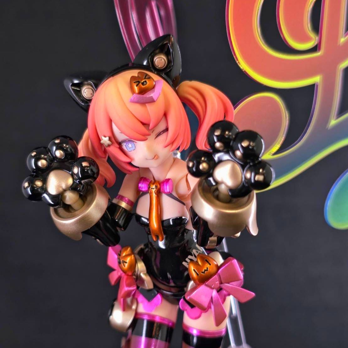 メガミデバイス PUNI☆MOFU 黒マオ カスタム 塗装完成品 MEGAMI DEVICE