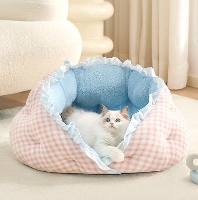新品未使用 ペットベッド ペットハウス ペット ベッド ドーム型 テント型 犬 猫 冬 冬用 保温 あったか 洗える クッション付き 滑り止め 床暖房対応 四季通用 おしゃれ 室内 小型犬 中型犬用ペットハウス ドーム型 ピンクブルー