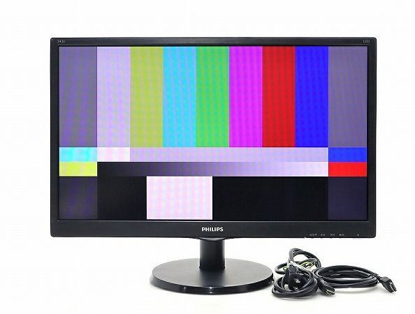 【並品】PHILIPS 243V5QHABA/11 23.6インチ非光沢MVAパネル 1920x1080ドット HDMI/DVI-D/アナログRGB入力 中古