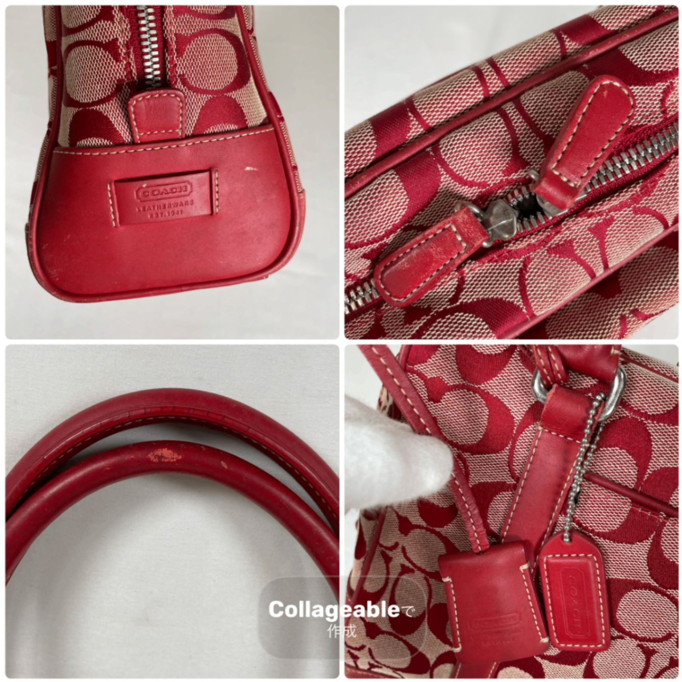 COACH コーチ ハンドバッグ シグネチャーサッチェル レッド 6097